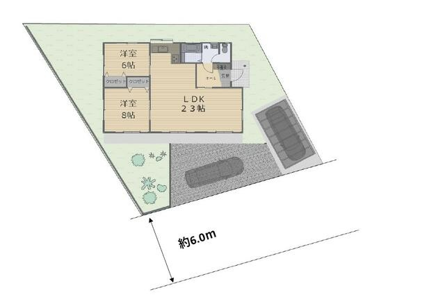宇都宮市下田原町　2ＬＤＫ　中古住宅の区画図