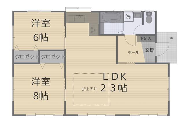 宇都宮市下田原町　2ＬＤＫ　中古住宅の間取り