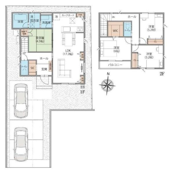 桜井市西之宮 ２号棟 ／新築一戸建の間取り