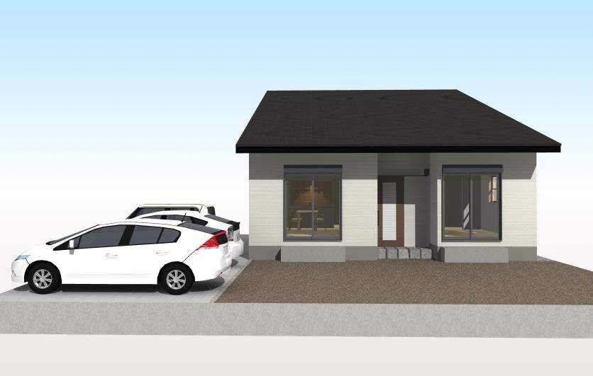 高知市八反町　売地（建築条件付き）の外観パース|開放感のある大きな窓が魅力。