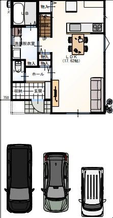 香南市野市西野　東棟売地（建築条件付き）の参考プラン|■土地金額12,837,450円■土地面積139.16㎡■建物面積87.35㎡■3LDK