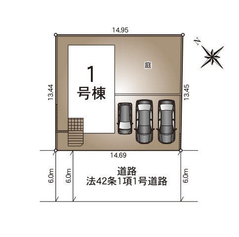 合志市栄第6-1棟(1号棟)の区画図|配置図（1号棟）