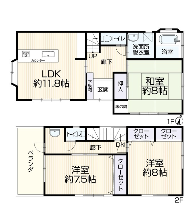 所沢市林2丁目中古戸建ての間取り