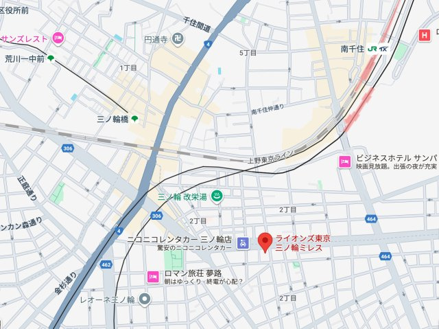 ライオンズ東京三ノ輪ミレスの地図