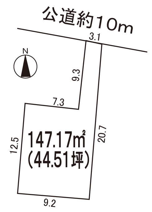 小牧市大字大山　売地の土地図|現況更地。建築条件なし。