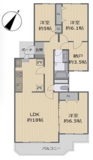 【間取り】 | メゾン横浜能見台B棟 | リフォーム済み、3LDK+納戸