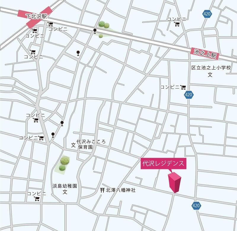 代沢レジデンスの地図
