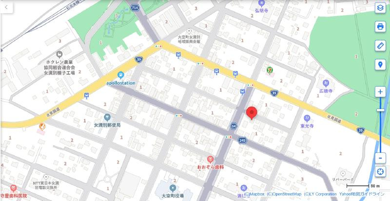 大空町女満別西1条の地図