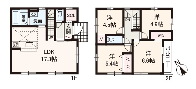 【間取り】 | Terrechez豊中市東豊中町1期 | 設備・収納も充実、4LDK新築戸建！カースペース1台分有(車種による)。内覧をご希望の際はお気軽にお電話ください！