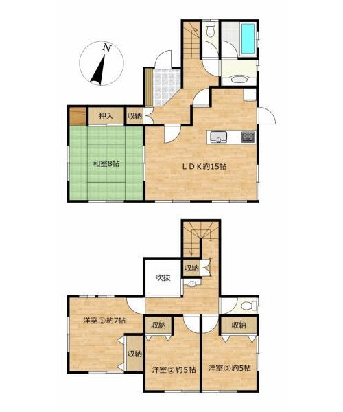 売中古戸建　中央区若林町の間取り