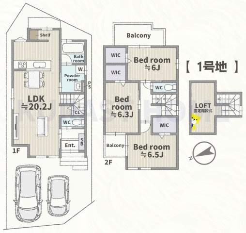 京都市西京区大枝東長町　新築戸建の間取り
