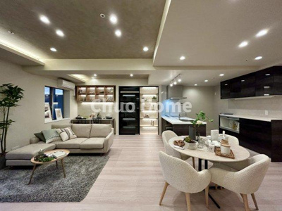 【ダイニング】 | プラウドタワー東雲キャナルコート | 【ダイニング】忙しい朝でも、しっかり家族が揃って食事をして頂けるゆとりある大きさのダイニングスペース。奥様が作る手料理をカウンター越しに受けとって頂き、テーブルで囲む素敵な時間を存分に愉しんで下さい。