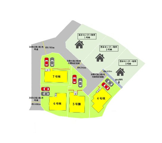 菊池郡大津町大字下町第4-2棟(7号棟)の区画図|配置図（7号棟）