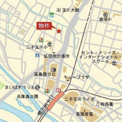 プラウド二子玉川レジデンスの地図