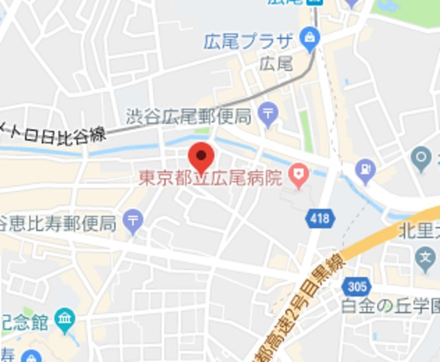 渋谷区恵比寿２丁目の賃貸マンションの地図