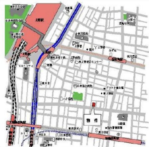 台東区東上野２丁目の賃貸マンションの地図