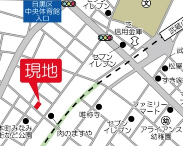 目黒区目黒本町５丁目の賃貸マンションの地図