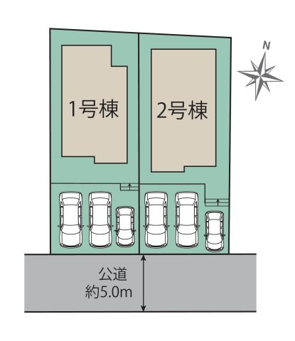福岡市東区青葉6丁目第2-2棟（1号棟）の区画図|配置図（1号棟）