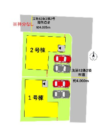 熊本市東区花立5丁目第1-2棟(1号棟)の区画図|配置図（1号棟）