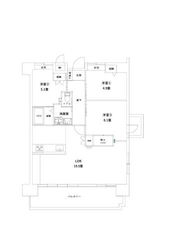 【間取り】 | イーストヒルズ矢野弐番館 | 19.5LDK 6.1洋 5.1洋 4.9洋の3LDK