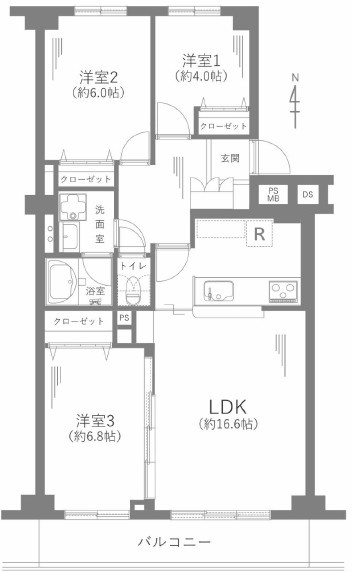 コープ野村新瑞橋　B棟の間取り|間取図　※図面と現況が異なる場合は現況優先といたします。