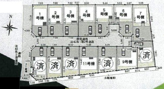 【区画図】 | 平塚市南金目  1号棟 第18-2期 | 1号棟　南西角地　南側約5.0ｍ・西側約4.5ｍ各公道　駐車並列2台（車種によります）　敷地面積36.7坪