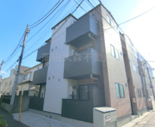 MELDIAメルディア蒲田Ⅲの外観|2023年6月築　木造地上3階建て総戸数9戸オートロック宅配BOXゴミ捨て場付
東京都大田区新蒲田3丁目　京浜東北線蒲田駅徒歩13分