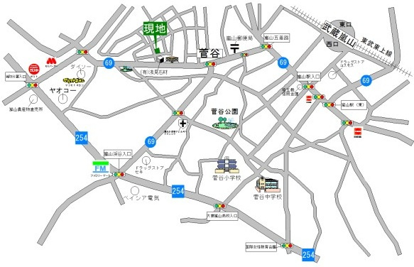 嵐山町平澤 土地60坪の地図|東武東上線「武蔵嵐山」駅 徒歩約11分