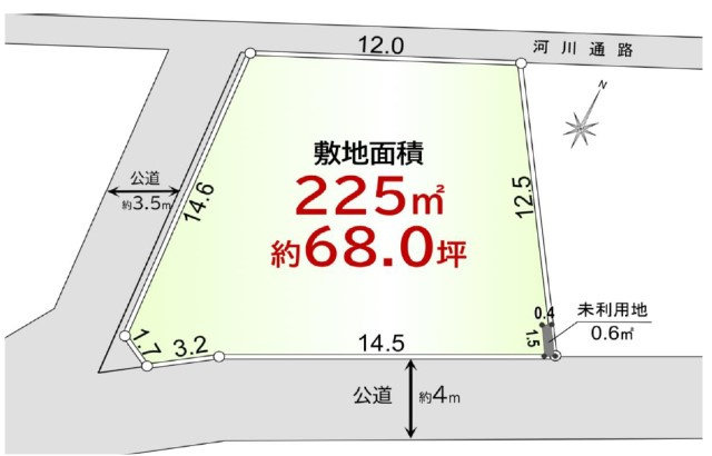 敷地面積68坪　売地　川越市笠幡