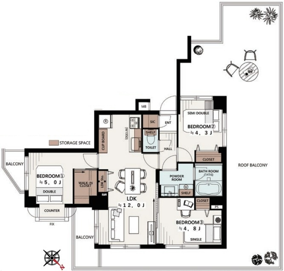 【間取り】 | ワコー月島マンション
