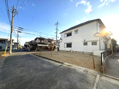【前面道路含む現地写真】 | 【プレイワーク小田町】和気小・建築条件なし・更地渡し・北西角地・和泉市小田町2丁目 | 前面道路含む現地写真です