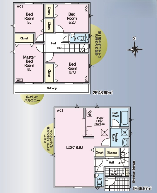 中須賀町（第1）　新築戸建　3号棟【全３区画】の間取り|3号棟　4LDK　建物面積　95.17㎡　（約28.78坪）