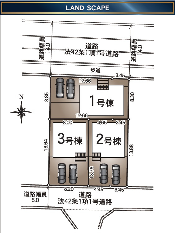 中須賀町（第1）　新築戸建　3号棟【全３区画】の区画図|3号棟　土地面積　111.08㎡　（約33.60坪）
