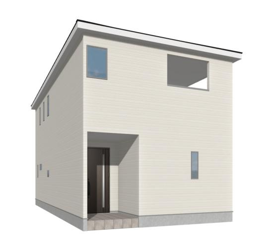 【外観パース】 | つくば市若森第1　新築戸建　2号棟 | 小学校まで徒歩14分！お子様の登下校も安心できる距離です♪