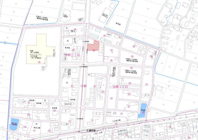 真岡市中萩１丁目　土地の地図