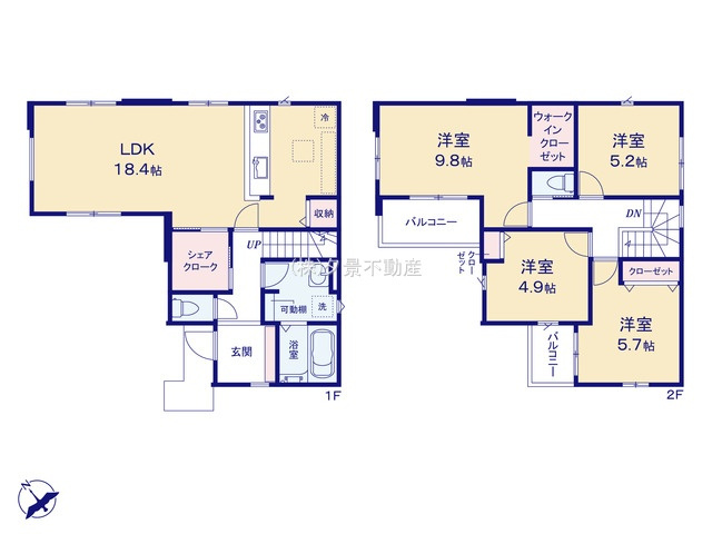 《仲介手数料無料》久喜市久喜東５丁目33-22新築一戸建てリガーレの間取り