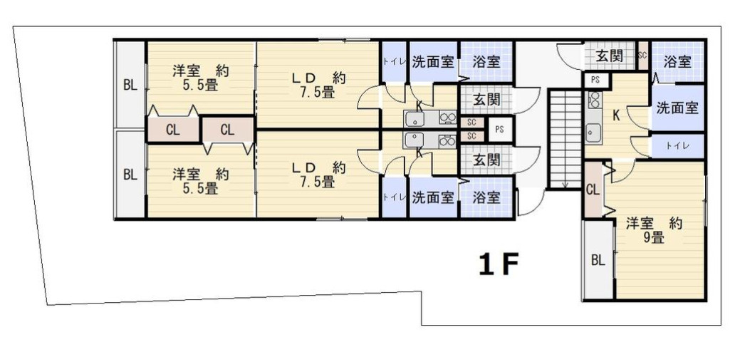 泉佐野市大宮町　一棟築浅アパートの間取り