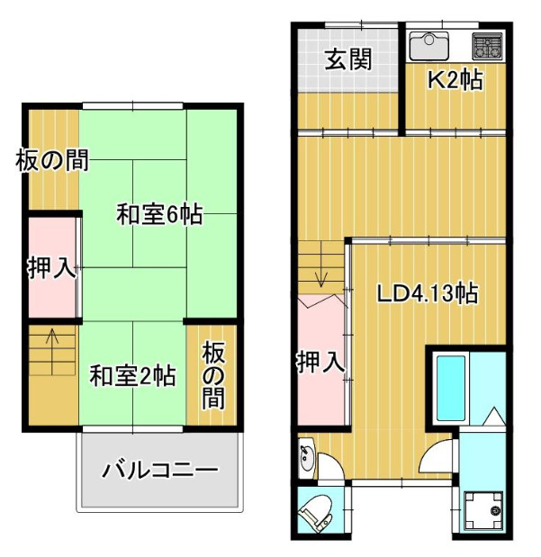 大阪市福島区海老江8丁目　中古戸建の間取り