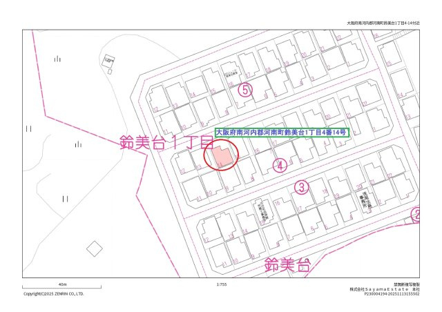 大阪府南河内郡河南町鈴美台一丁目・一戸建ての地図