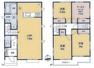【間取り】 | 座間市座間1丁目  B号棟 | 二部屋から行き来できる南向きバルコニー　掃き出し窓シャッター付　Ｗロックディンプルキー　浴室乾燥機+窓　各部屋収納　LDK19帖