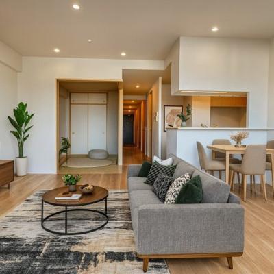 【居間・リビング】 | なかもずオールズ・ウィズコート | (バーチャルステージング)