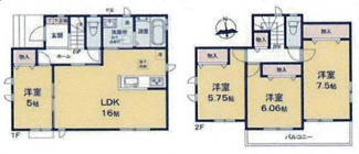 【間取り】 | 座間市座間1丁目  C号棟 | 二部屋から行き来できる南向きバルコニー　掃き出し窓シャッター付　Ｗロックディンプルキー　浴室乾燥機+窓　全居室収納　LDK16帖+洋室5帖