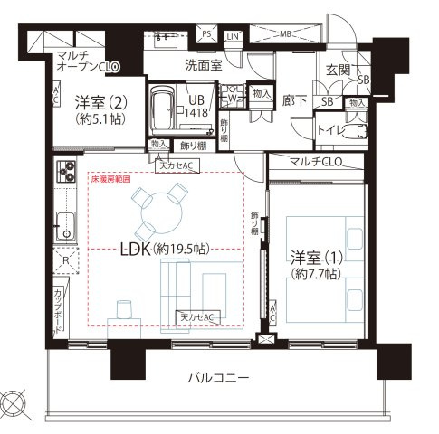 クロスエアタワー　東京都目黒区売りマンションの間取り