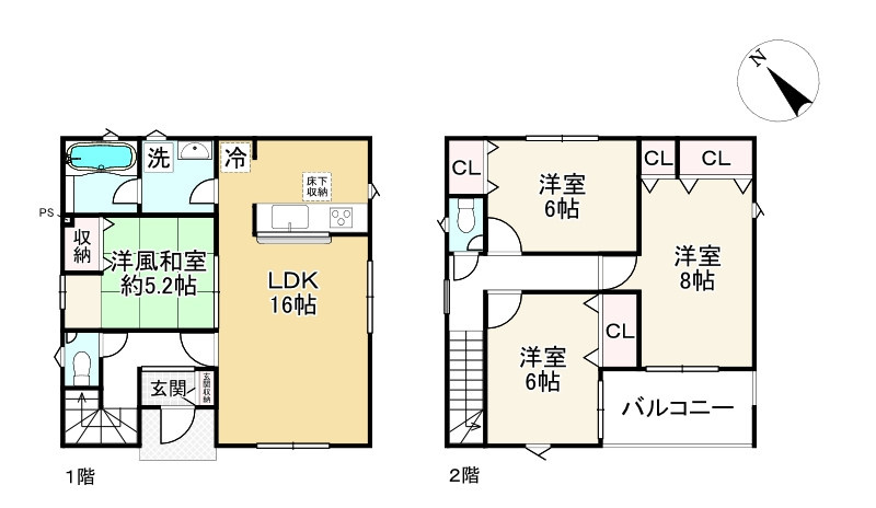 クレイドルガーデン野洲市上屋第２　１号棟の間取り