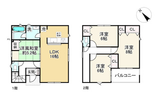 【間取り】 | クレイドルガーデン野洲市上屋第２　１号棟