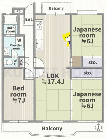 境谷西第2住宅2棟　2階の間取り