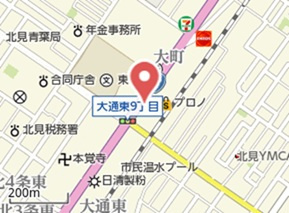 北見市大町１６番１、１６番２、１６番３　売地の地図