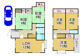 【間取り】 | 川西市新田３丁目4の13　中古一戸建て