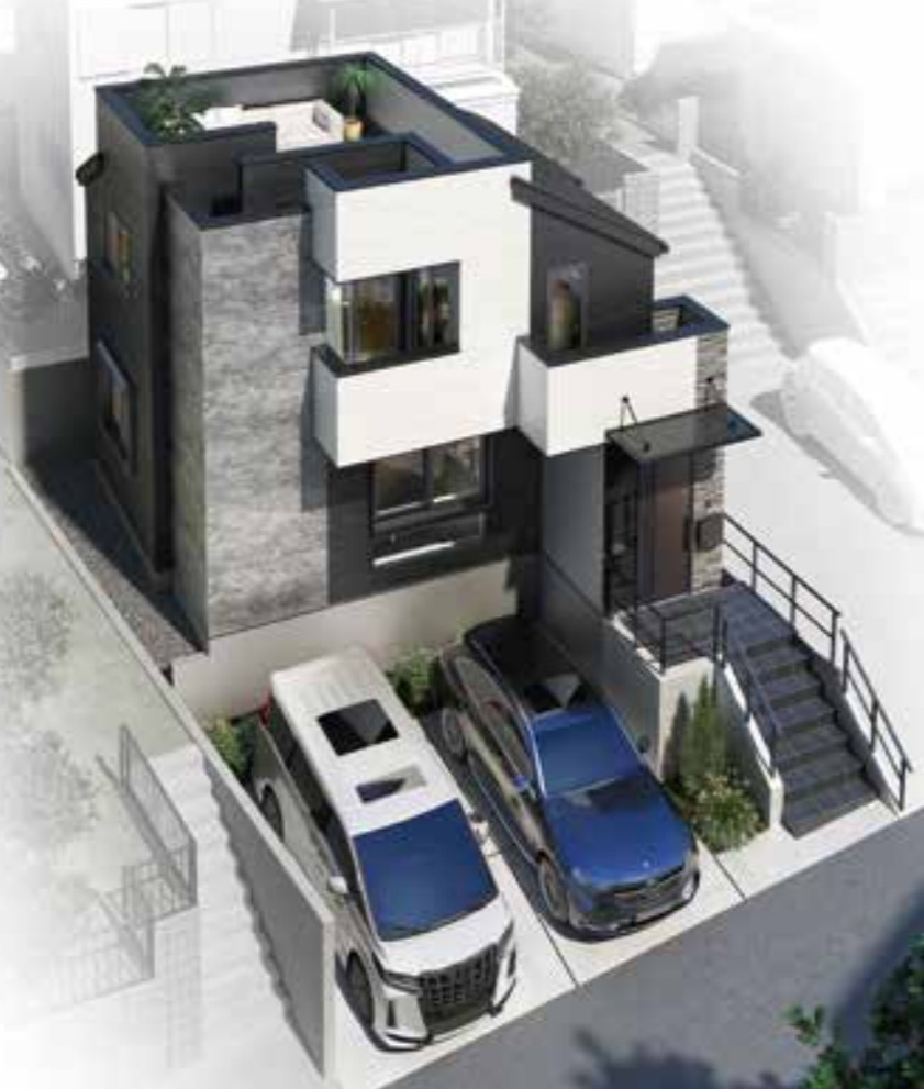 横浜市港北区鳥山町 新築戸建て【仲介手数料無料】カースペース2台の外観パース