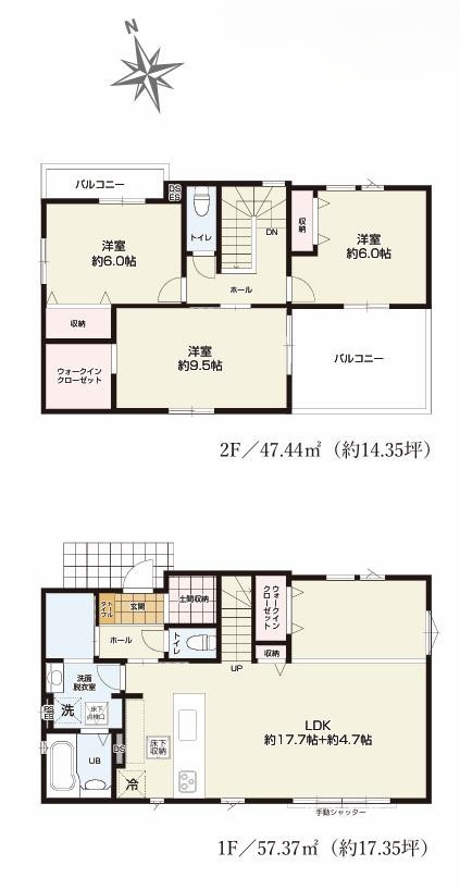 水戸市小吹町2期　新築戸建　1号棟の間取り|【1号棟】
